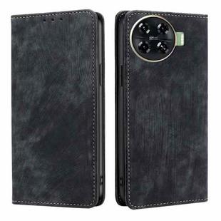 For Tecno Spark 20 Pro+ 4G RFID Anti-theft Brush Magnetic Leather Phone Case(Black)