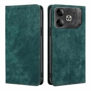 For Tecno Pova 6 5G RFID Anti-theft Brush Magnetic Leather Phone Case(Green)