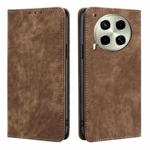 For Tecno Camon 30 RFID Anti-theft Brush Magnetic Leather Phone Case(Brown)