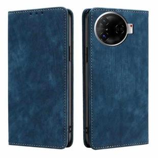 For Tecno Camon 30 Pro 5G RFID Anti-theft Brush Magnetic Leather Phone Case(Blue)