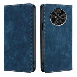 For Tecno Spark 30C 4G RFID Anti-theft Brush Magnetic Leather Phone Case(Blue)