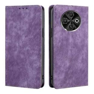 For Tecno Spark 30C 4G RFID Anti-theft Brush Magnetic Leather Phone Case(Purple)