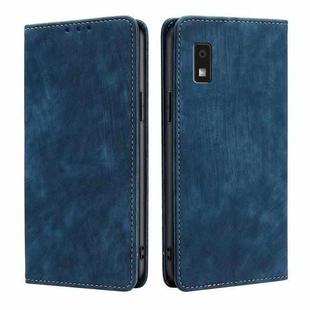 For Sharp Aqous Wish 3 RFID Anti-theft Brush Magnetic Leather Phone Case(Blue)