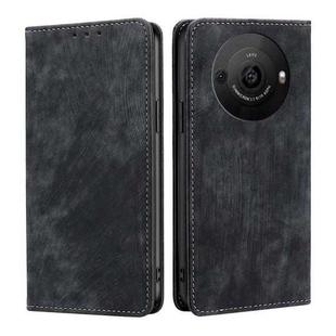 For Sharp Aquos R8 Pro SH-51D RFID Anti-theft Brush Magnetic Leather Phone Case(Black)