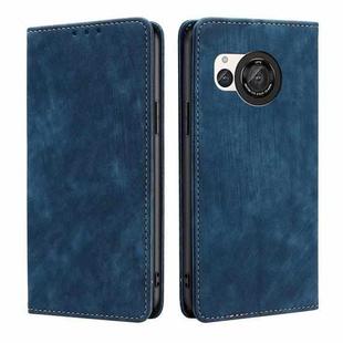 For Sharp Aquos R8 SH-52D RFID Anti-theft Brush Magnetic Leather Phone Case(Blue)