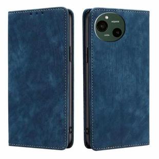 For Sharp Aquos R9 RFID Anti-theft Brush Magnetic Leather Phone Case(Blue)