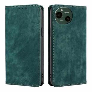 For Sharp Aquos R9 RFID Anti-theft Brush Magnetic Leather Phone Case(Green)