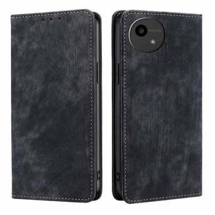 For Sharp Aquos Wish4 RFID Anti-theft Brush Magnetic Leather Phone Case(Black)