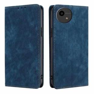 For Sharp Aquos Wish4 RFID Anti-theft Brush Magnetic Leather Phone Case(Blue)