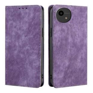 For Sharp Aquos Wish4 RFID Anti-theft Brush Magnetic Leather Phone Case(Purple)