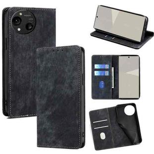 For Sharp Aquos R10 RFID Anti-theft Brush Magnetic Leather Phone Case(Black)