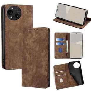 For Sharp Aquos R10 RFID Anti-theft Brush Magnetic Leather Phone Case(Brown)