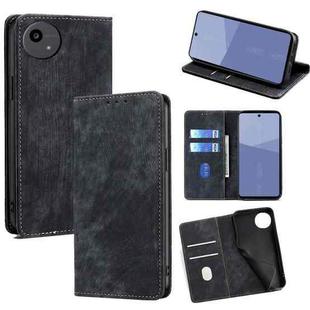 For Sharp Aqous wish5 RFID Anti-theft Brush Magnetic Leather Phone Case(Black)