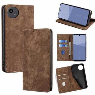 For Sharp Aqous wish5 RFID Anti-theft Brush Magnetic Leather Phone Case(Brown)