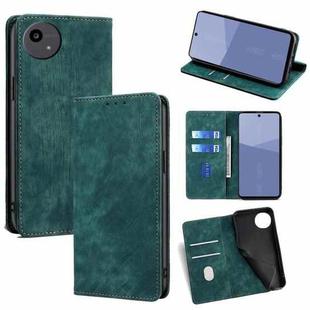 For Sharp Aqous wish5 RFID Anti-theft Brush Magnetic Leather Phone Case(Green)