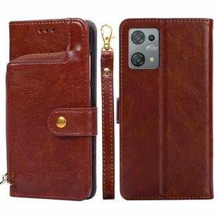 For Blackview Oscal C30 Zipper Bag Leather Phone Case(Brown)
