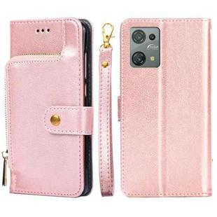 For Blackview Oscal C30 Zipper Bag Leather Phone Case(Rose Gold)