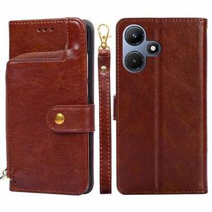 For Infinix Hot 30i 4G Zipper Bag Leather Phone Case(Brown)