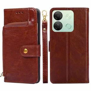 For Infinix Smart 7 HD Zipper Bag Leather Phone Case(Brown)