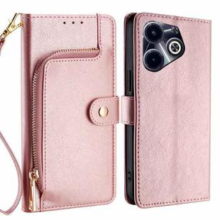 For Infinix Hot 40i Zipper Bag Leather Phone Case(Rose Gold)