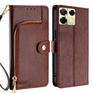 For Infinix Note 40 Pro 5G Zipper Bag Leather Phone Case(Brown)