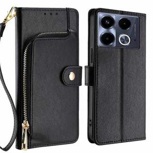 For Infinix Note 40 4G Zipper Bag Leather Phone Case(Black)