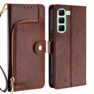 For Infinix Hot 50 5G Zipper Bag Leather Phone Case(Brown)