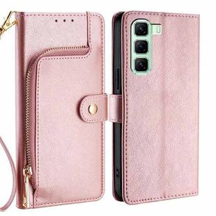 For Infinix Hot 50 5G Zipper Bag Leather Phone Case(Rose Gold)