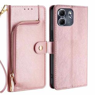 For Infinix Hot 50i 4G Zipper Bag Leather Phone Case(Rose Gold)