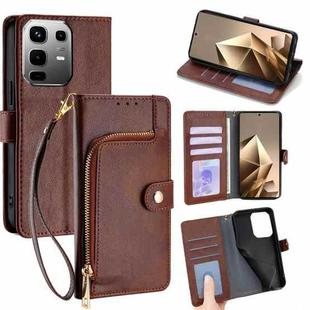 For Infinix Note 50 4G Zipper Bag Leather Phone Case(Brown)