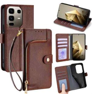 For Infinix Note 50 Pro+ 5G Zipper Bag Leather Phone Case(Brown)
