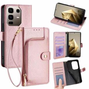 For Infinix Note 50 Pro+ 5G Zipper Bag Leather Phone Case(Rose Gold)