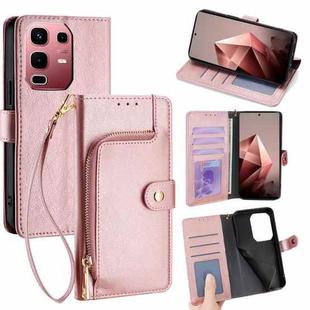For Infinix Note 50s 5G Zipper Bag Leather Phone Case(Rose Gold)