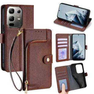 For Infinix Note 50x 5G Zipper Bag Leather Phone Case(Brown)