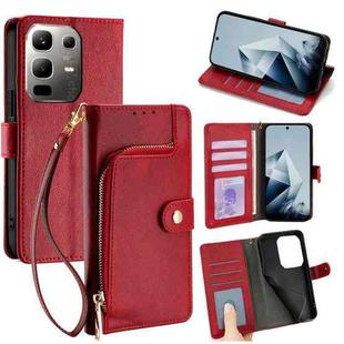For Infinix Note 50x 5G Zipper Bag Leather Phone Case(Red)