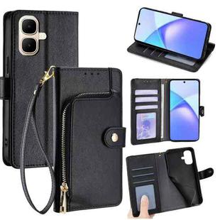 For Infinix Smart 10 4G Zipper Bag Leather Phone Case(Black)