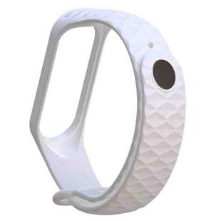 For Xiaomi 3 / 4 Strap Diamond Texture Silicone Watch Band, Belt Length：23cm(White)
