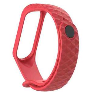 For Xiaomi 3 / 4 Strap Diamond Texture Silicone Watch Band, Belt Length：23cm(Red)