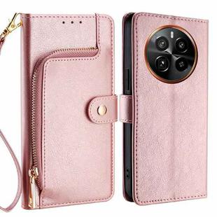 For Realme GT5 Pro 5G Zipper Bag Leather Phone Case(Rose Gold)