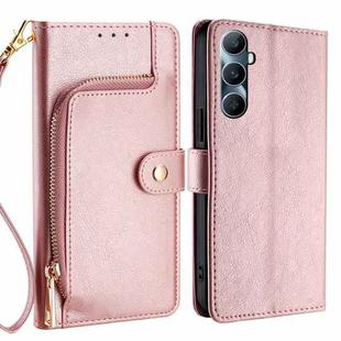 For Realme C65 4G Zipper Bag Leather Phone Case(Rose Gold)