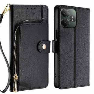 For Realme GT Neo6 SE Zipper Bag Leather Phone Case(Black)