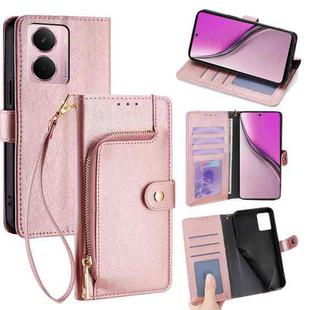 For Realme P3 Pro 5G Global Zipper Bag Leather Phone Case(Rose Gold)