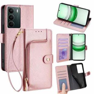 For Realme C71 4G Zipper Bag Leather Phone Case(Rose Gold)