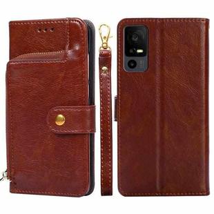 For TCL 40 XE 5G / 40X 5G T601D Zipper Bag Leather Phone Case(Brown)