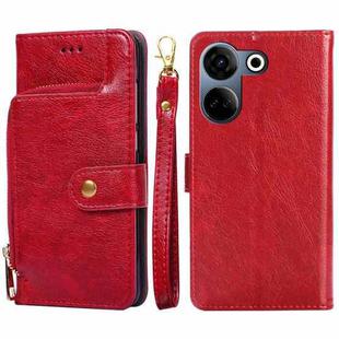For Tecno Camon 20 Pro 4G Zipper Bag Leather Phone Case(Red)