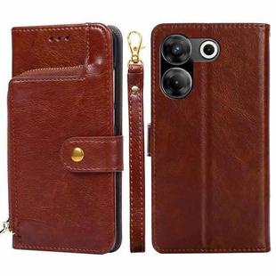 For Tecno Camon 20 Pro 5G Zipper Bag Leather Phone Case(Brown)