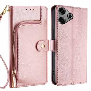For Tecno Pova 6 Pro 5G Zipper Bag Leather Phone Case(Rose Gold)