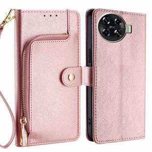 For Tecno Spark 20 Pro+ 4G Zipper Bag Leather Phone Case(Rose Gold)