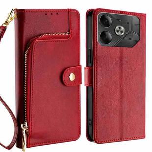 For Tecno Pova 6 5G Zipper Bag Leather Phone Case(Red)