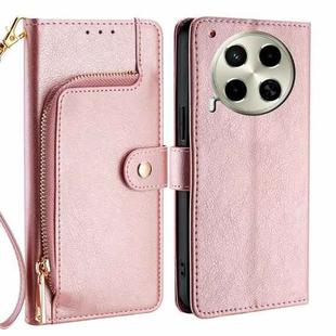 For Tecno Camon 30 Zipper Bag Leather Phone Case(Rose Gold)